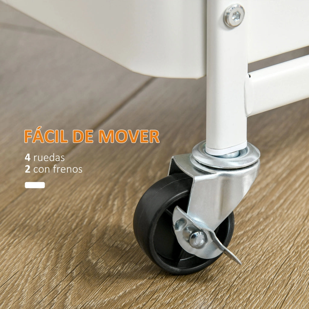 Carrello Multifunzionale con 4 Ganchos e 2 Cestas ¨C zephmum ¨C Bianco 51.5x32x75.6 cm