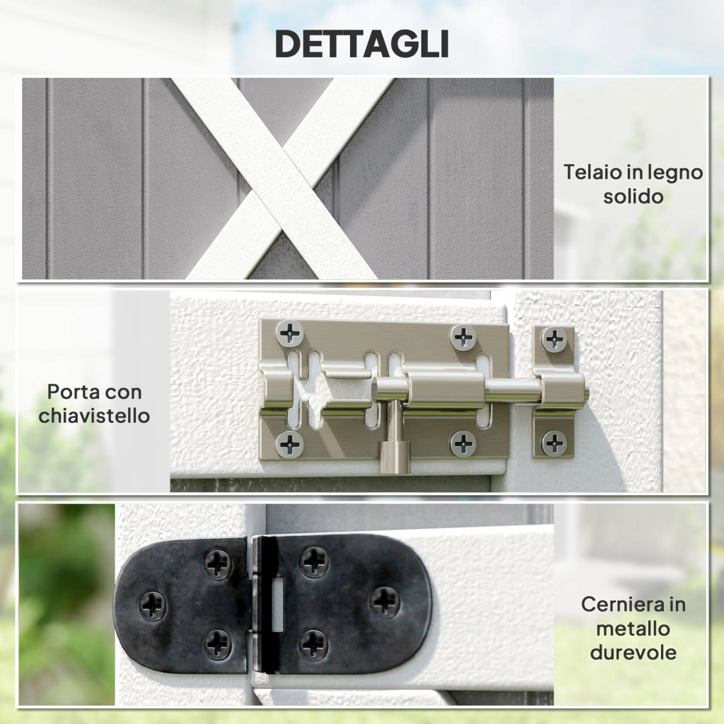 Capanno Attrezzi Legno 2 Mensole Tetto Impermeabile ¨C zephmum ¨C Grigio 75x56x115 cm