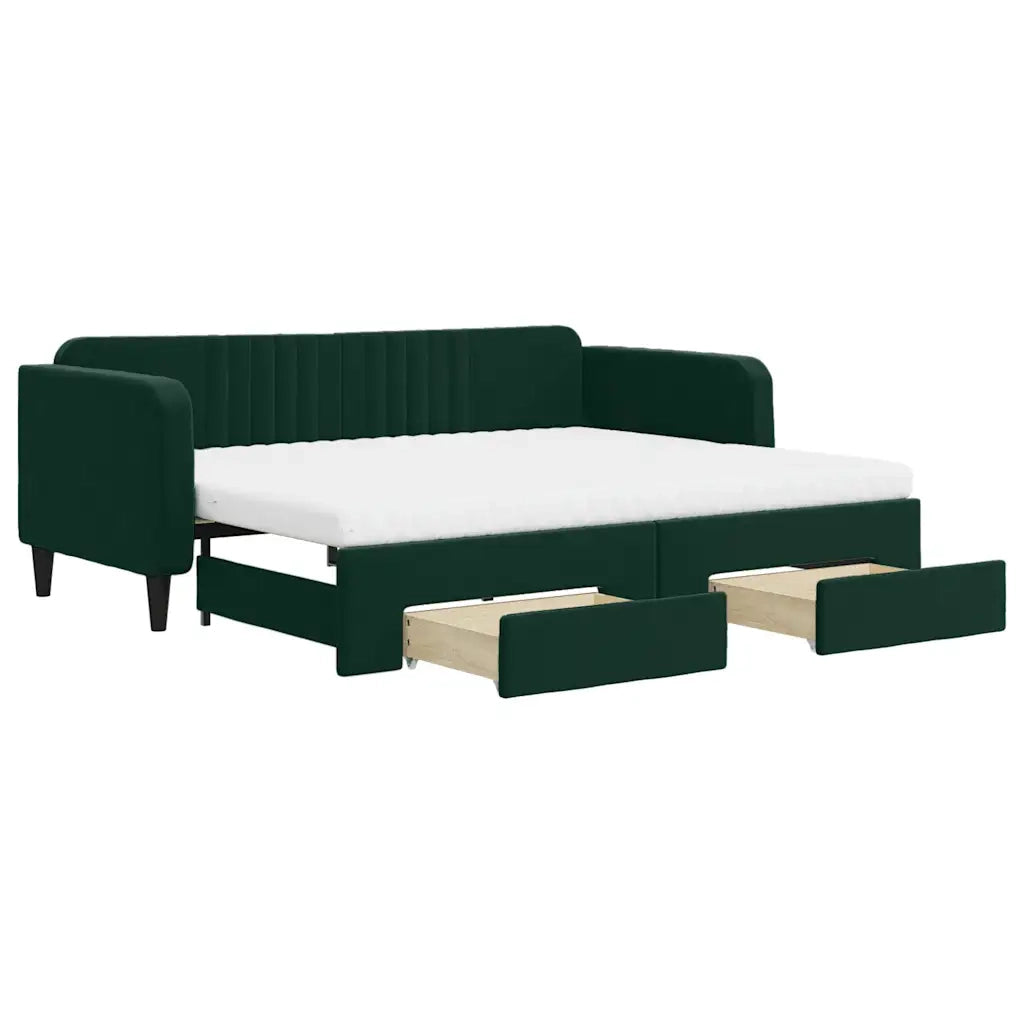 Divano Letto Estraibile Cassetti Verde Scuro 90x200cm Vellutocod mxl 106665