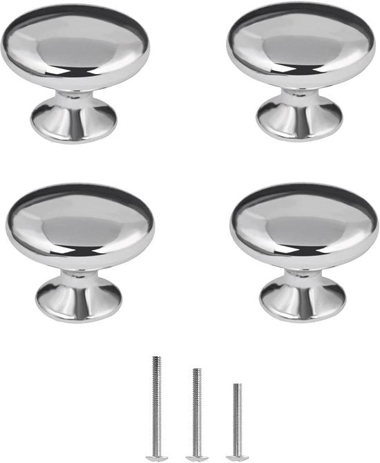 Maniglie lucidate per mobili - 4 pezzi - argento - 30mm