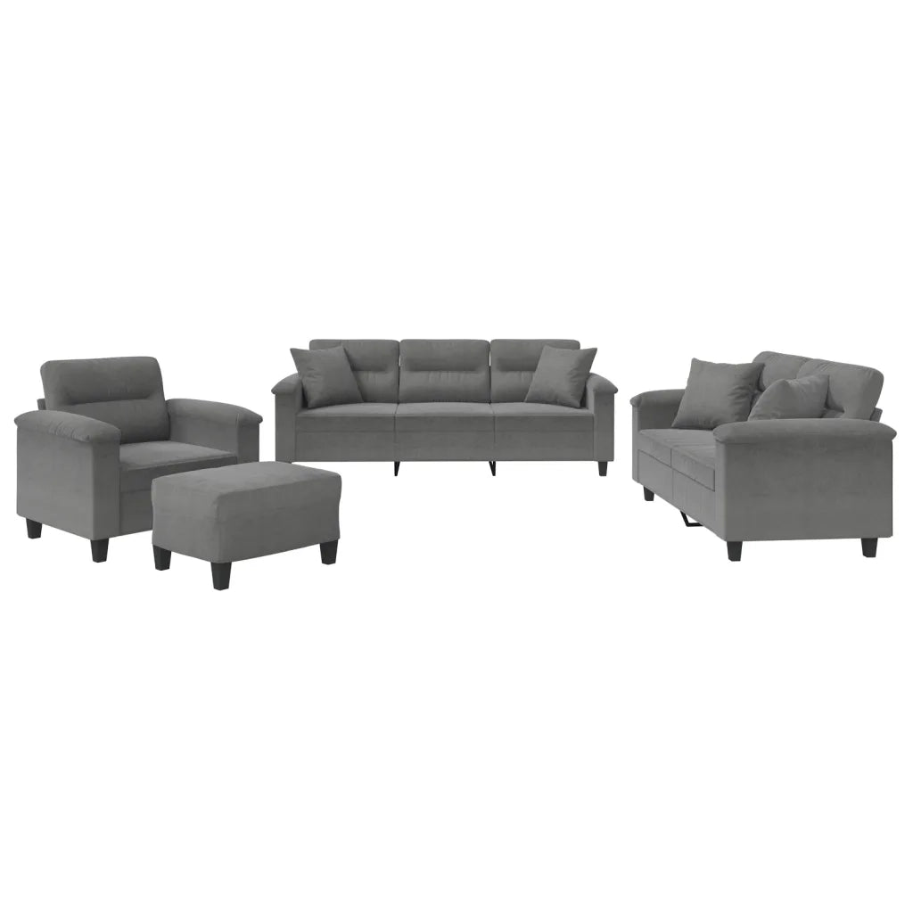 Set Divani 4 pz con Cuscini Grigio Scuro in Tessuto Microfibracod mxl 83159