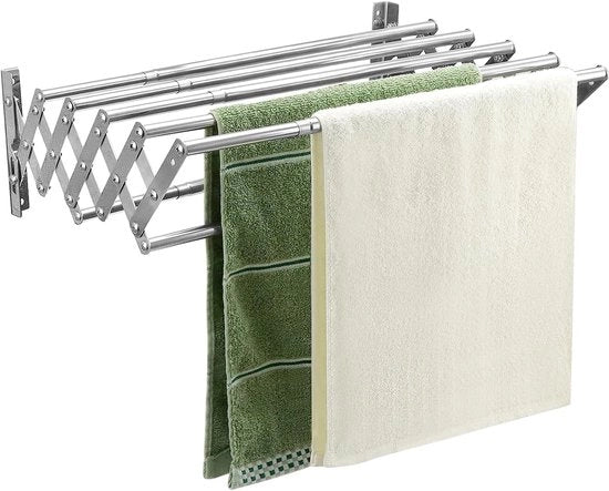 Airer per abbigliamento pieghevole - Montaggio a parete - Adatto per balcone e bagno - 7 stanghe