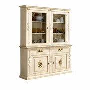 Cristalliera shabby avorio pennellato decori 168x48x222 - Mobili 2G