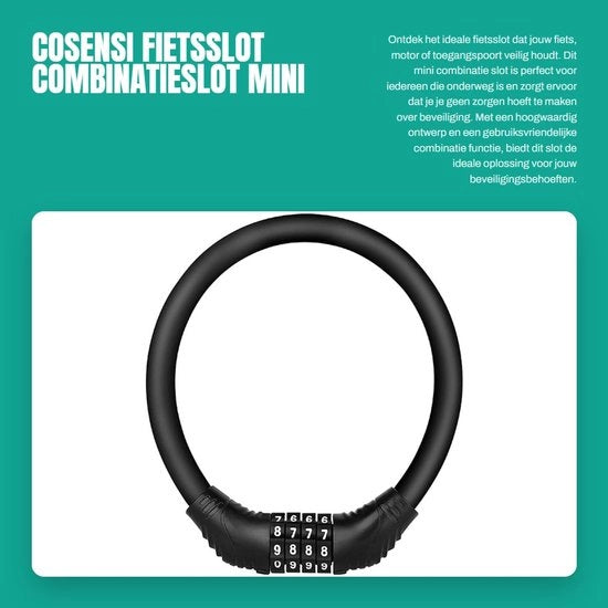 Flessibile Cassetto Numerico - Vouwslot - Anello di Sicurezza - Flessibile Cassetto per Bicicletta - Mini/Portatile - Cassetto di Alta Qualità in Acciaio Inox - Codice del Cassetto