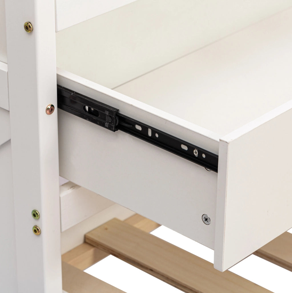 Letto 90x190 cm con letto estraibile; cassetti e USB in legno