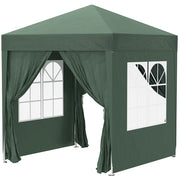 Gazebo; tenda per birra; 4 pareti laterali rimovibili; 2 finestre; telaio metallico; 2 x 2m; verde scuro