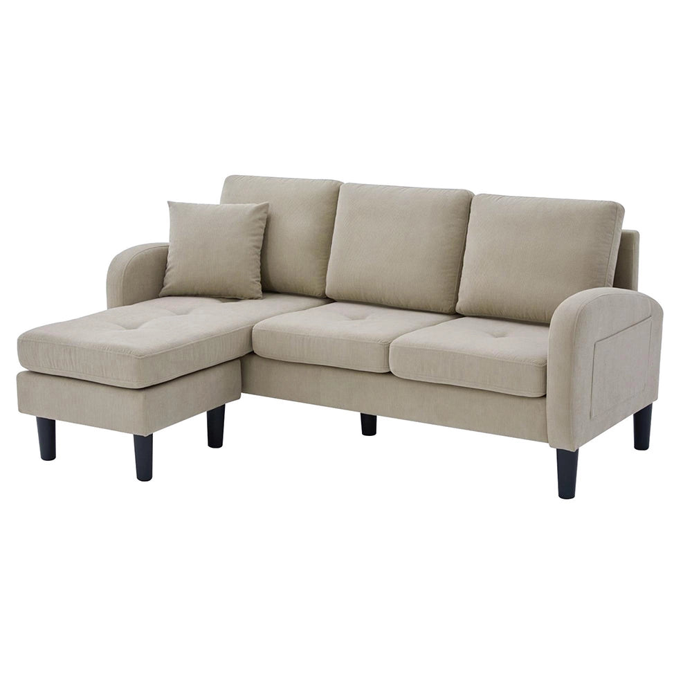 Canap¨¦ angolare L con chaise longue - Xylo - 166x118x77 cm - Tessuto velluto coste design modulare