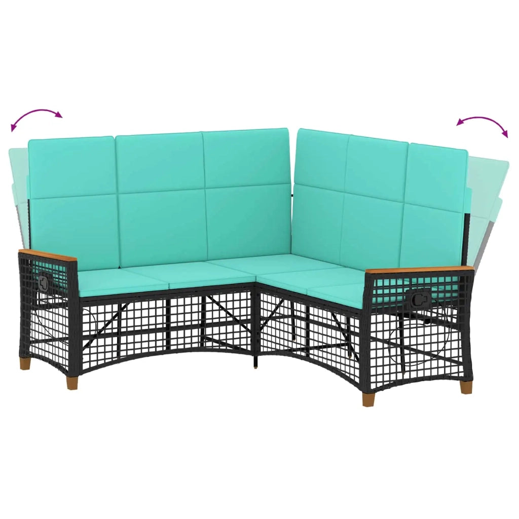 Set di Divani Recliner da Giardino Regolabile Nero e Turchese 42026828