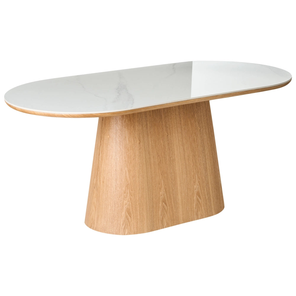 Tavolo da pranzo ovale 180 x 90 cm Gamba in legno MDF impiallacciato frassino Finitura stile moderno