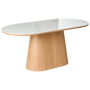 Tavolo da pranzo ovale 180 x 90 cm Gamba in legno MDF impiallacciato frassino Finitura stile moderno