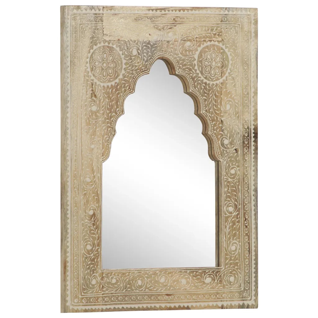 Specchio Dipinto a Mano-Specchio Decorativo 40x55 cm in Legno Massello di Mango