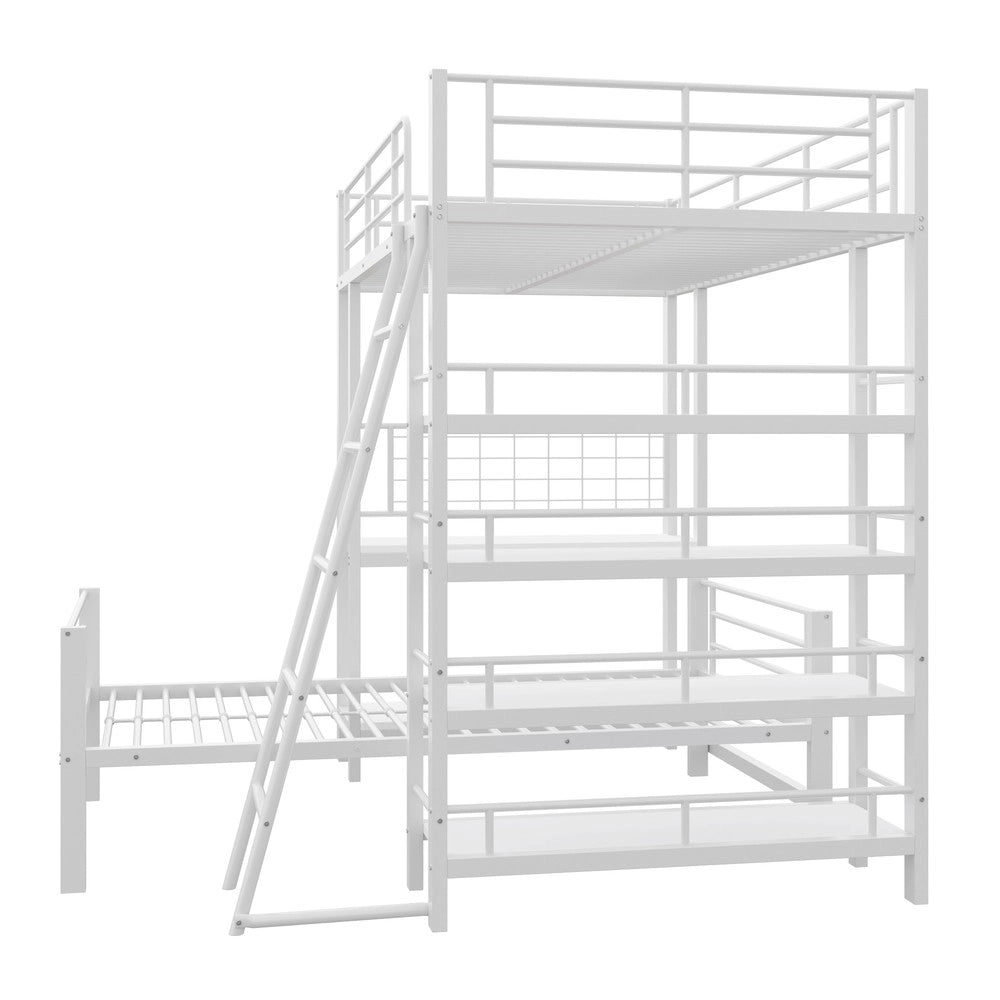 Letto a Castello in Metallo con Ripiani ¨C MINIMAL ¨C Bianco 90x200