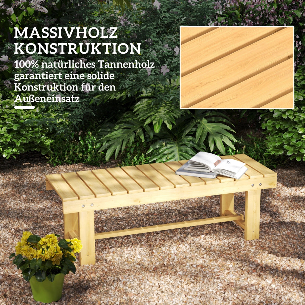 Panchina da Giardino 2 Posti ¨C zephmum ¨C Legno Naturale 110x38x35 cm