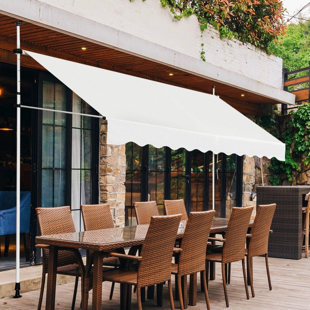 Tenda da sole telescopica e retrattile, Tenda parasole resistente ai raggi UV impermeabile 300 x 120 cm Beige-Tende parasole