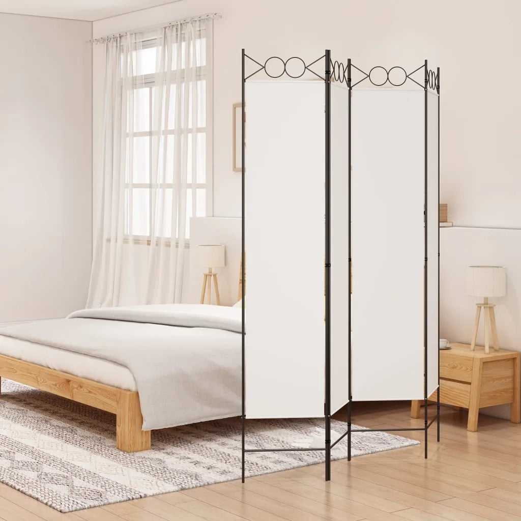 Divisorio a 4 Pannelli Bianco 160x200 cm Tessuto 350150