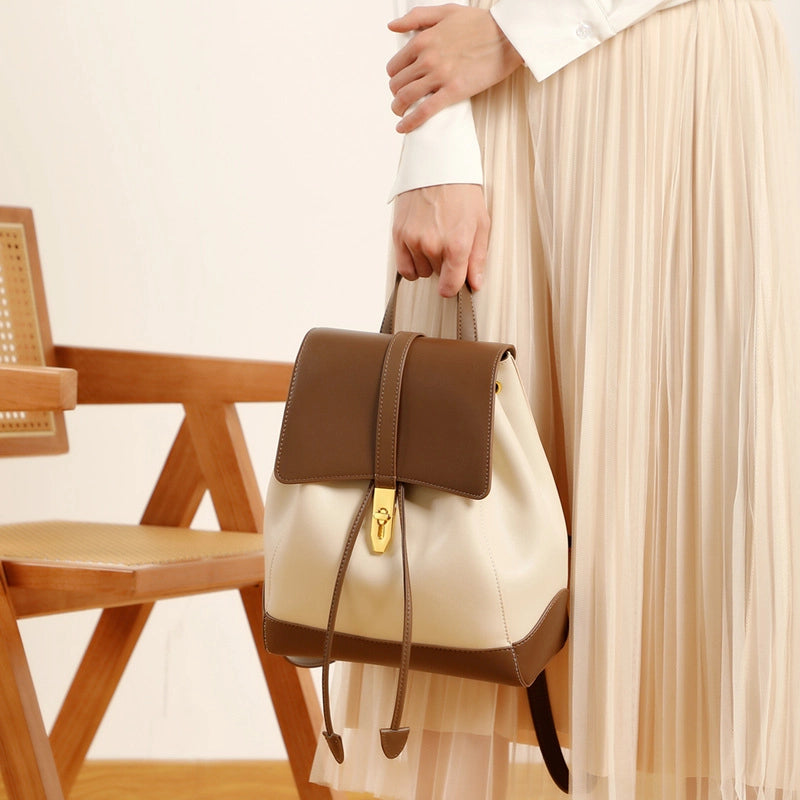 Zaino da donna in vera pelle marrone