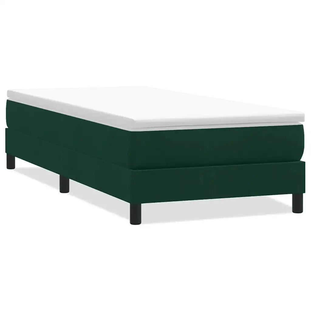 Letto singolo | Letto per adulti | Giroletto a Molle senza Materasso Verde Scuro 80x210 cm Velluto
