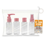 Akitaink Set Flaconi da Viaggio 4 Pz con Borsa Rosa 100 ml