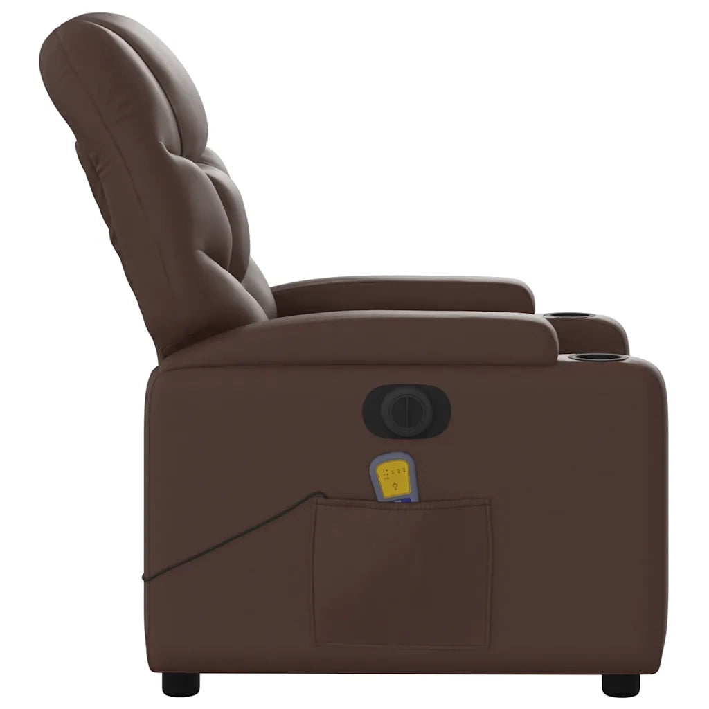 Poltrona Massaggiante | Sedia Relax Elettrica Marrone in Similpelle