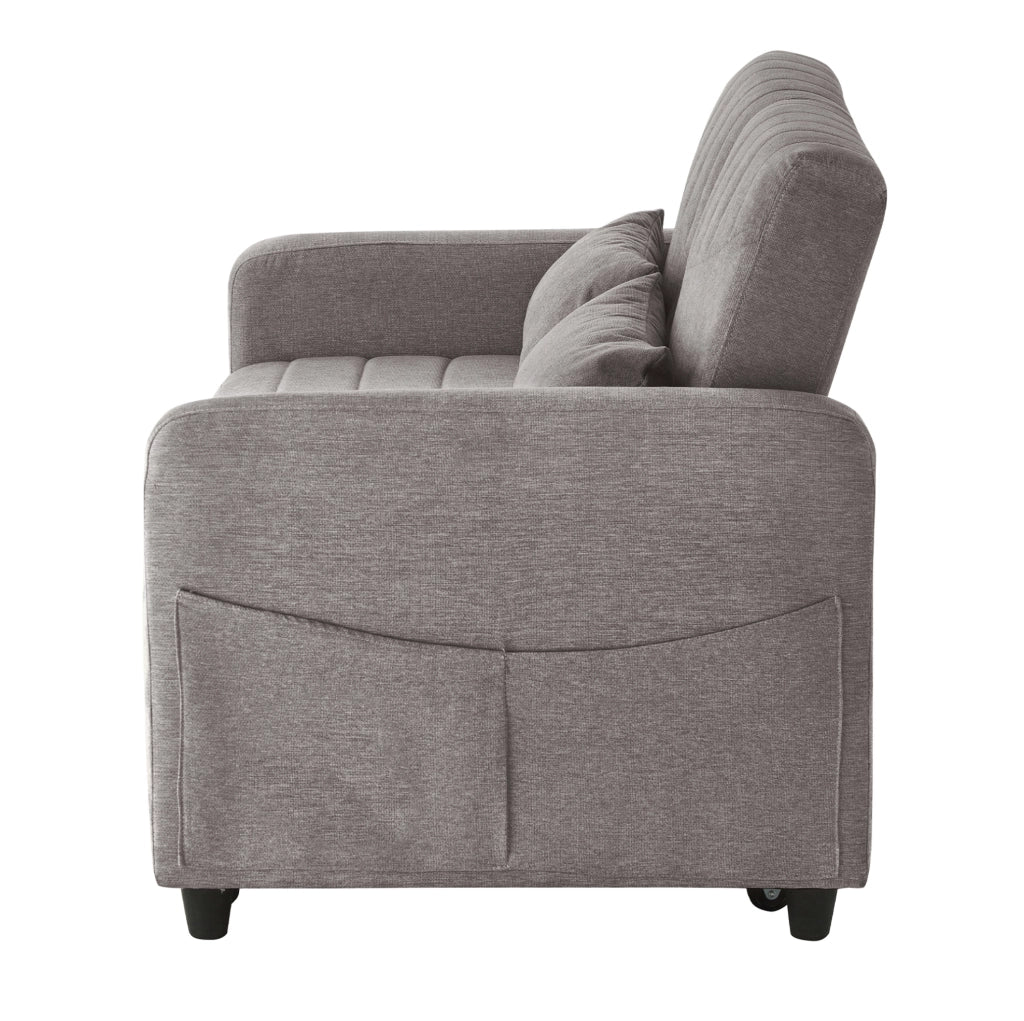 Divano letto 166x95 cm con schienale regolabile; tessuto in cotone e lino; grigio