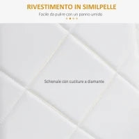 Set di 4 Sedie da Pranzo con Schienale Alto in Finta Pelle e Acciaio, 41x50x97cm, Bianco