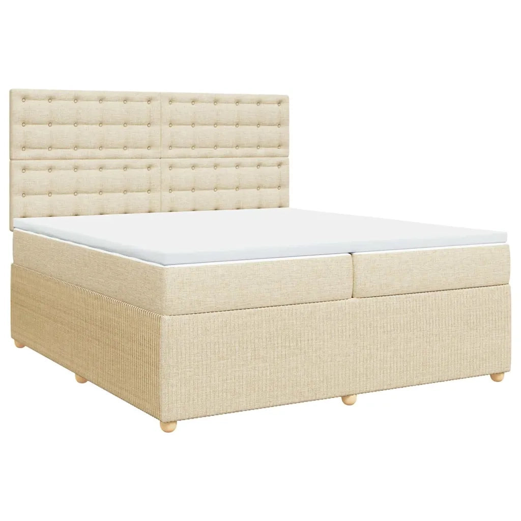 Giroletto a Molle con Materasso Crema 200x200 cm in Tessuto 3294482