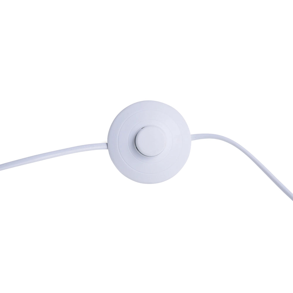 Lampada da terra in metallo bianco 234 cm con struttura curva paralume in policotone paralume a tamburo con base in marmo dal design moderno