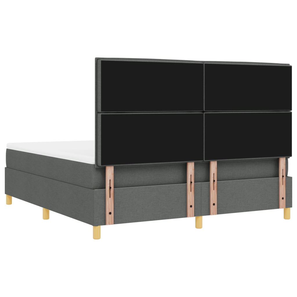 Letto Box Spring con Materasso e LED Grigio Scuro 180x200 cm Tessuto