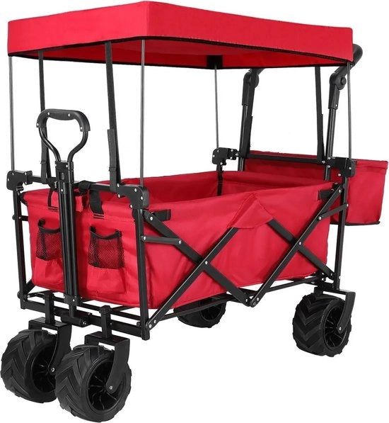 Carrello trasportabile - Kruiwagen - Bolderwagen - Transportwagen - Acciaio verniciato - Capacità di carico 100kg - Rood - 86x50x78cm