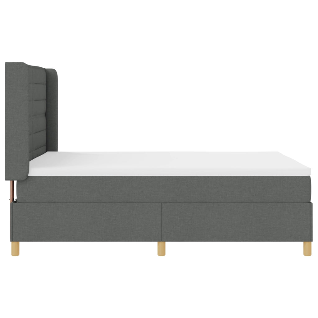 Letto Box Spring con Materasso e LED Grigio Scuro 140x200 cm Tessuto