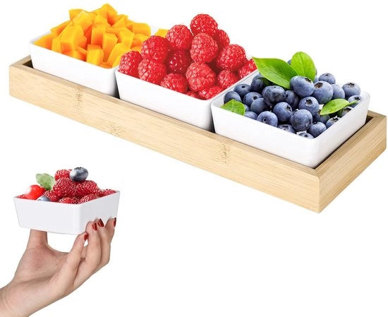 Set di 3 Dipschalen in Legno - Ideale per Snacks e Desserti