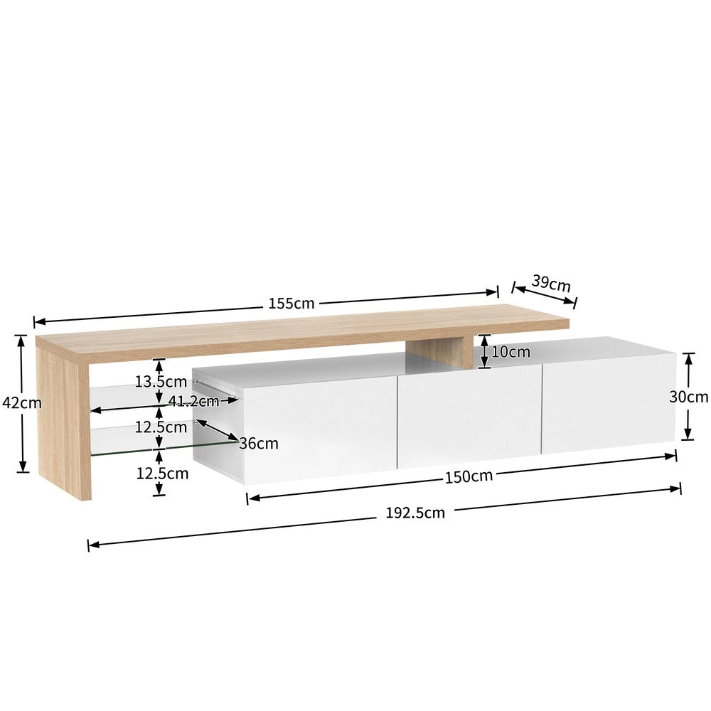 Mobile TV con LED ¨C Xylo ¨C Bianco Lucido, Legno, Vetro