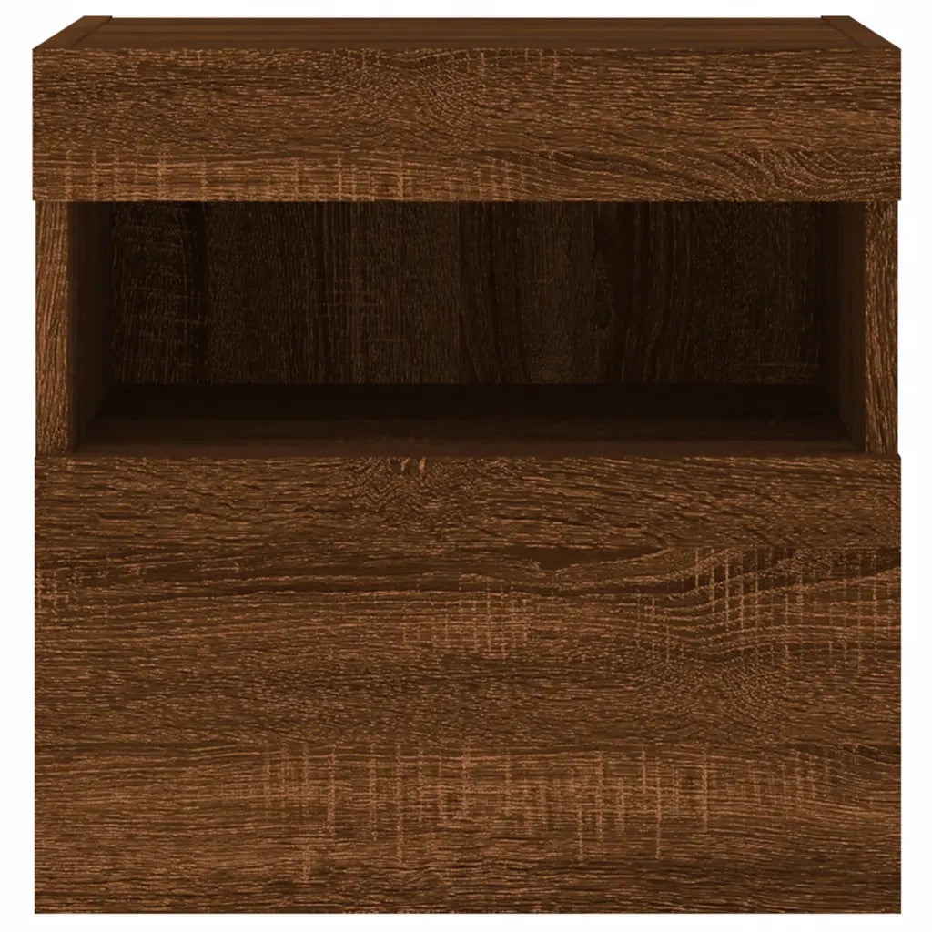 Mobile TV a Parete con Luci LED Rovere Marrone 40x30x40 cm 837181