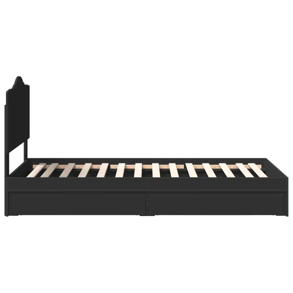 Letto con Contenitore Nero 70 x 190 cm Legno multistrato