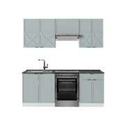 Cucina componibile Fame-Line Blu-grigio chiaro/Bianco 200 cm, PL Antracite Vicco