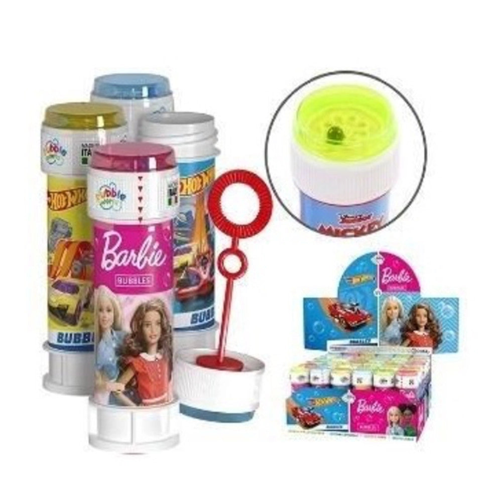 Trade Shop - Bolle Di Sapone Confezione Da 36pz Flaconi 60ml Barbie/hotwheels Mix Feste Gioco 008365 -