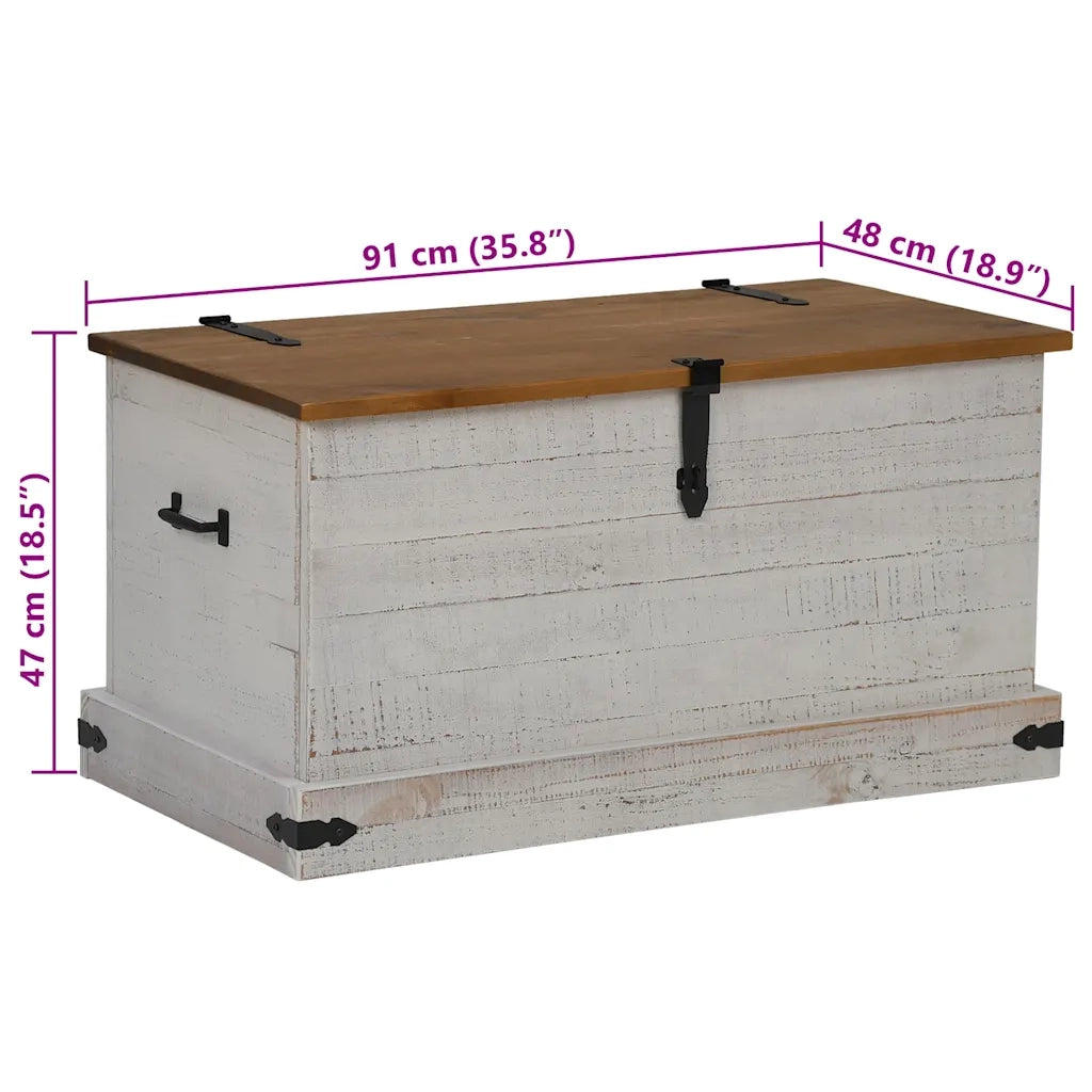 Cassapanca HALDEN Bianco 91x48x47 cm in Legno Massello di Pino 4018402