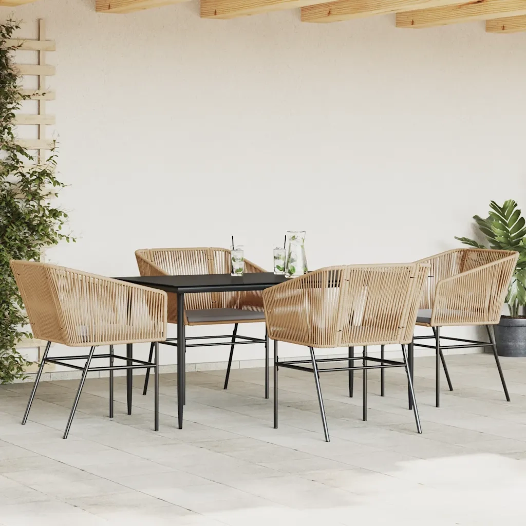 Set da Pranzo da Giardino 5pz con Cuscini Polyrattan Vetro 3334523
