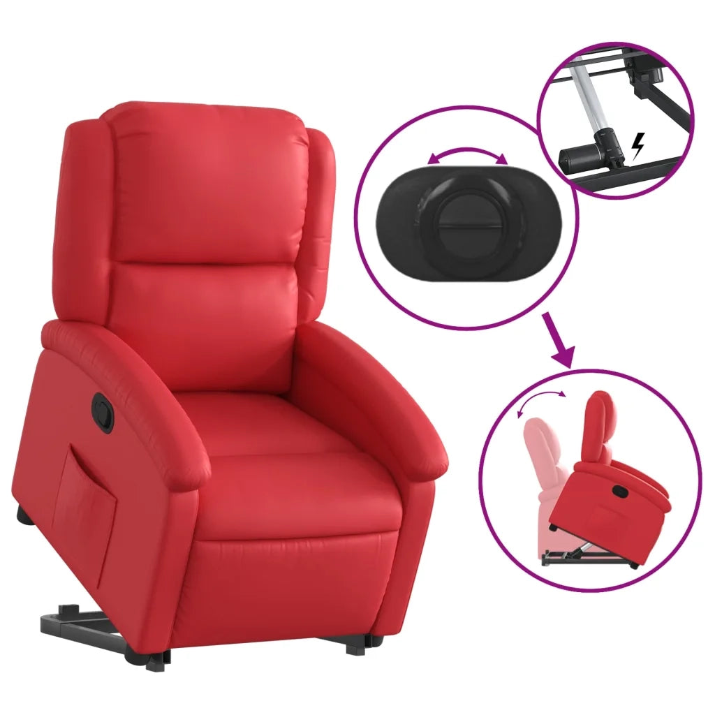 Divano Sedia-Poltrona Alzapersona Reclinabile Rosso in Similpelle 245191