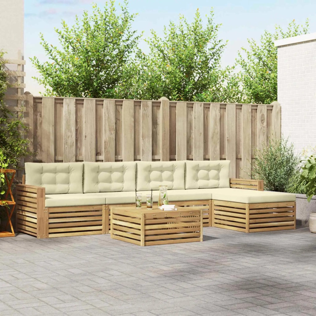 Set di divani da esterno 6 pcs Bianco e Crema 79 x 79 x 37 cm 3390370