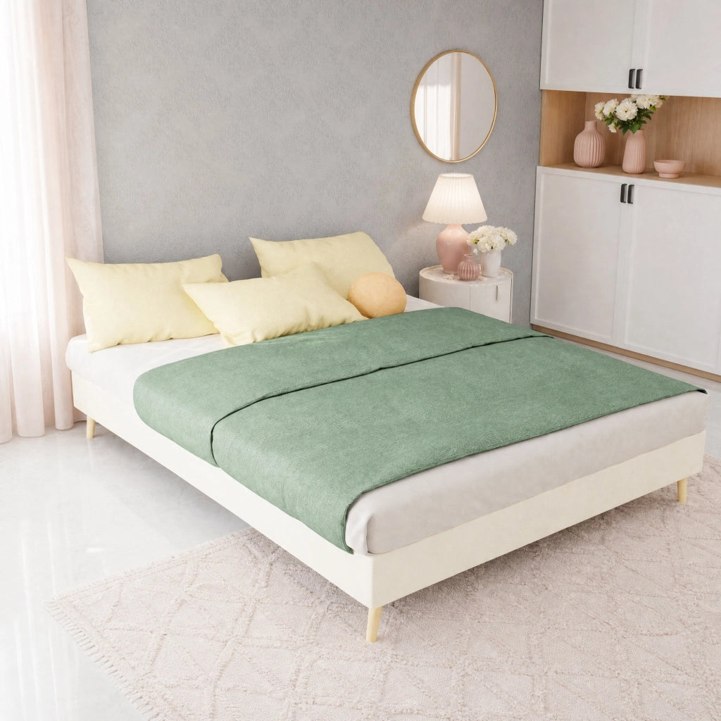 Struttura letto piattaforma moderna 140x200 cm beige, tessuto e metallo, senza materasso