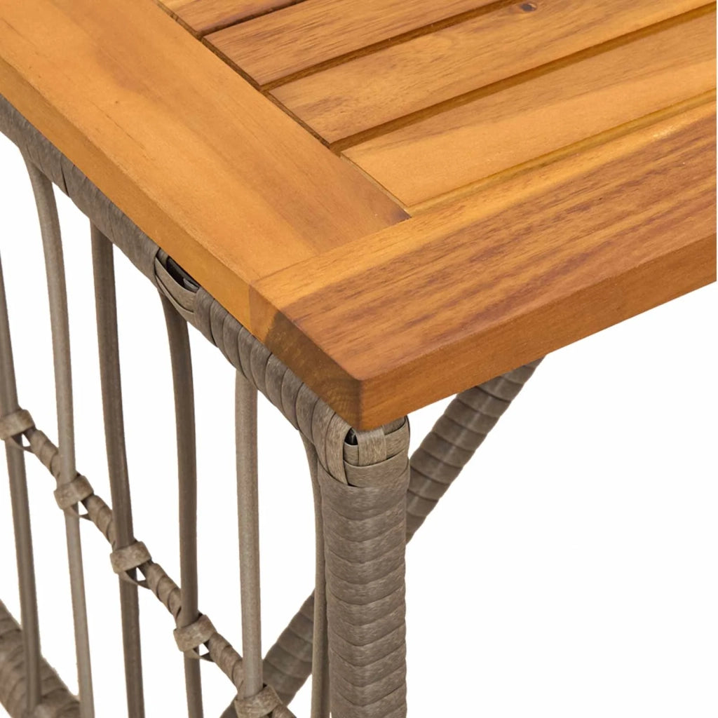 Tavolo da Esterno Grigio 80 x 40 x 40 cm Acciaio e Polyrattan 42025147