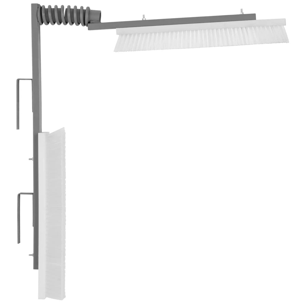 Spazzola per mucche con 2 teste 50 x 10 cm per uso interno ed esterno con molla in legno e ferro grigia 14_0008438