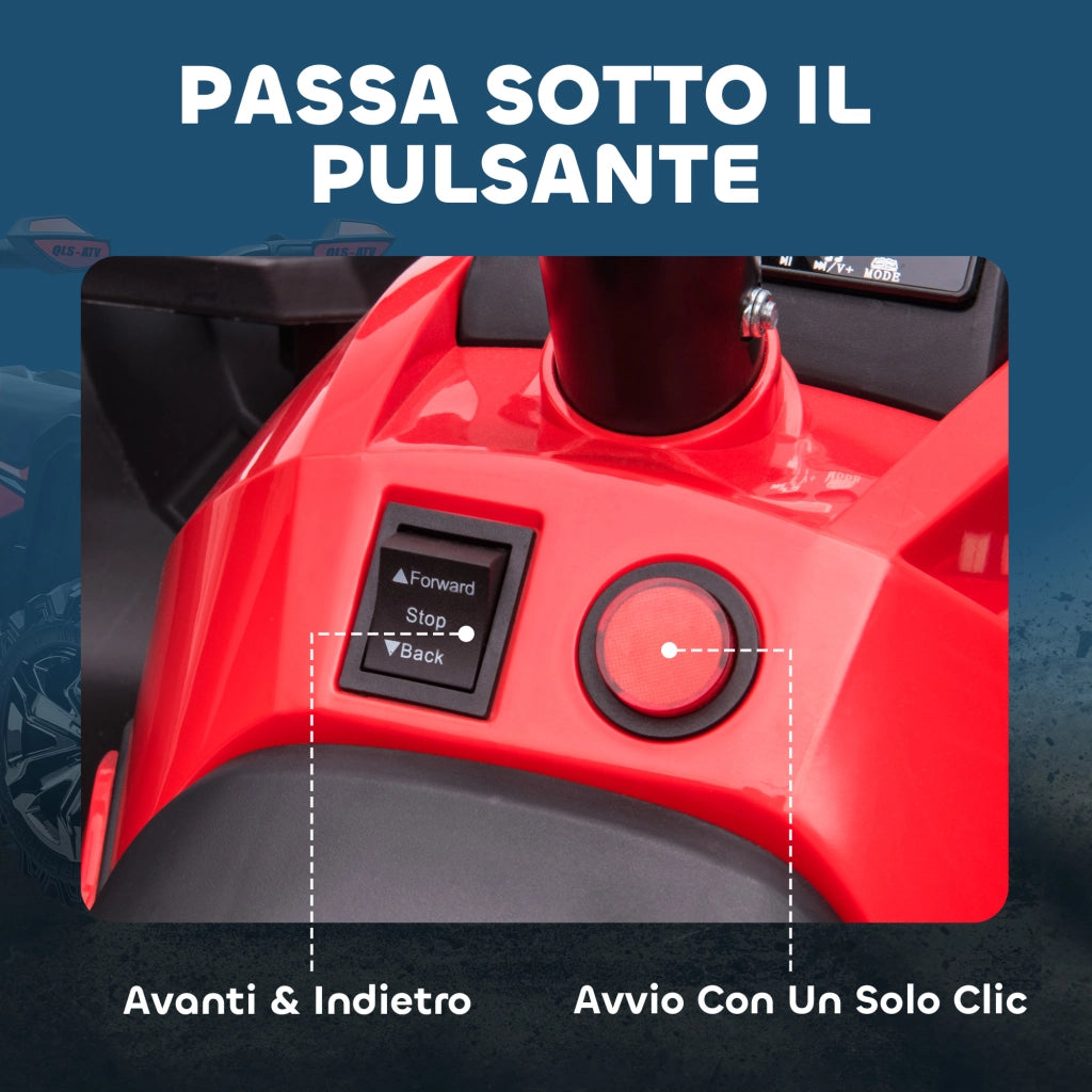 Quad per Bambini Elettrico 12V con Fari e Batteria Ricaricabile, Et¨¤ 3-5 Anni, 100x65x73cm, Rosso