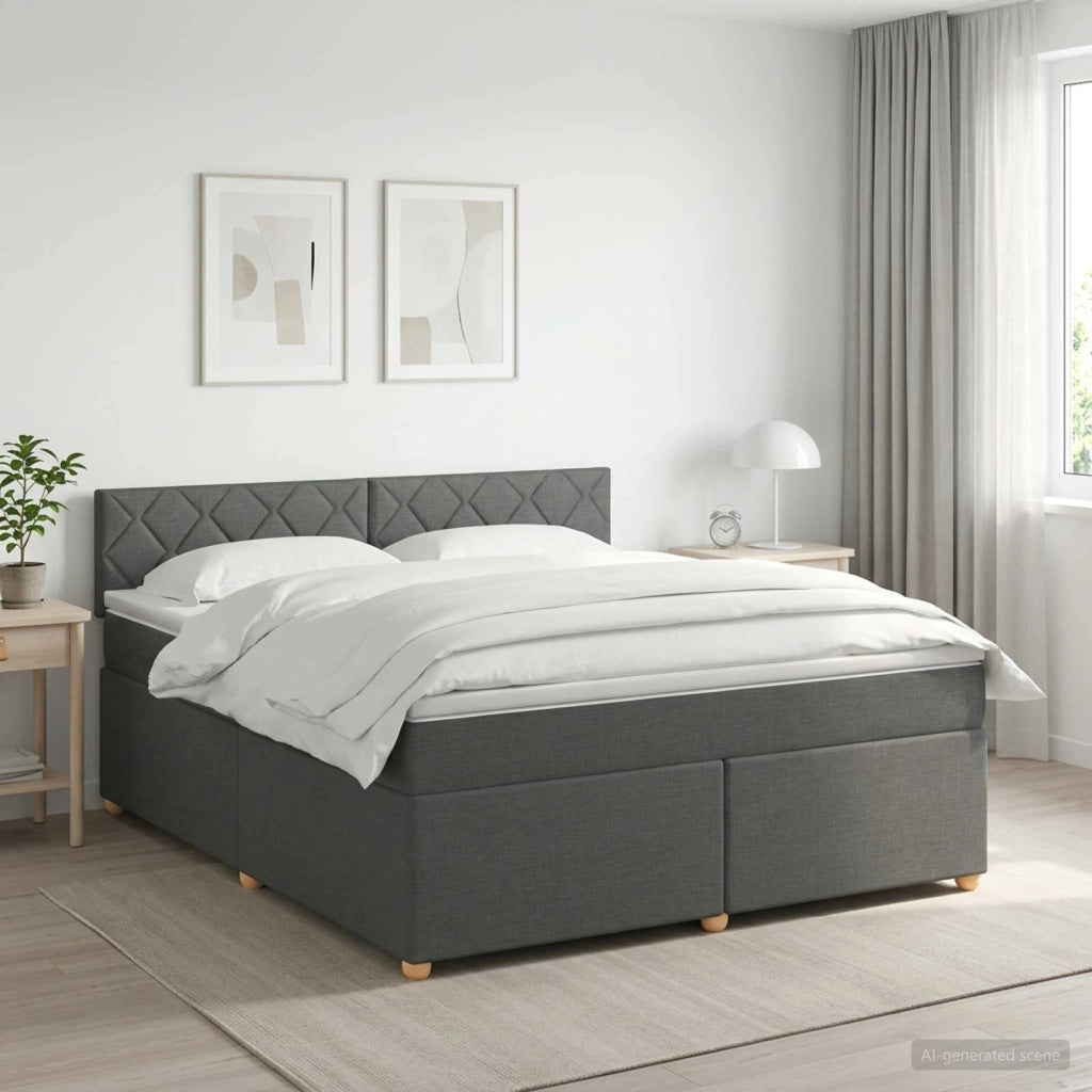 Letto box spring con materasso Grigio Scuro 140 x 200 cm 3450980