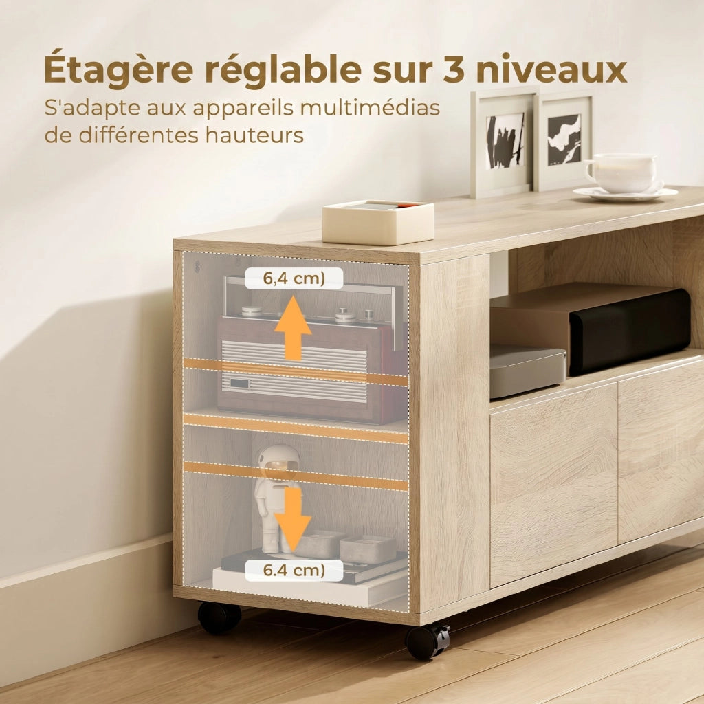 Mobile TV con ruote ¨C zephmum ¨C bianco, legno, 102x30x cm