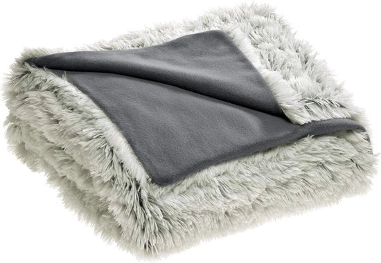 Set da letto Shetland 140 x 200 cm Coperta da letto con pelliccia di visone grigia Polar-fleece - Aspetto Flokati