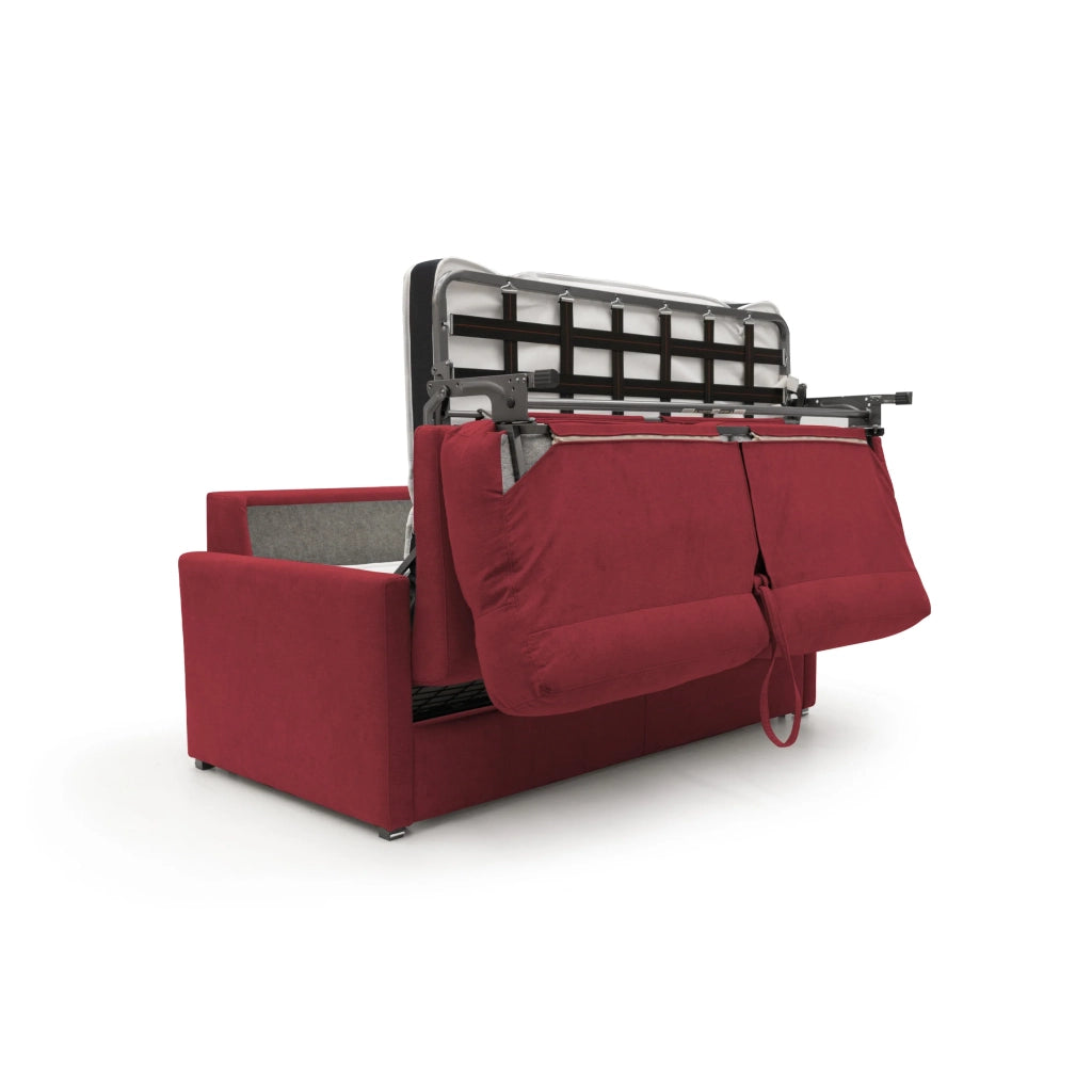 Margot Divano letto matrimoniale con schienale morbido alto in tessuto T02 196 cm (mat. 160x197) rosso
