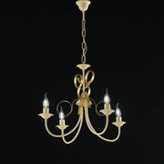 Lampadario Classico 4 Luci Ferro Battuto Avorio E Oro Serie Bandolo