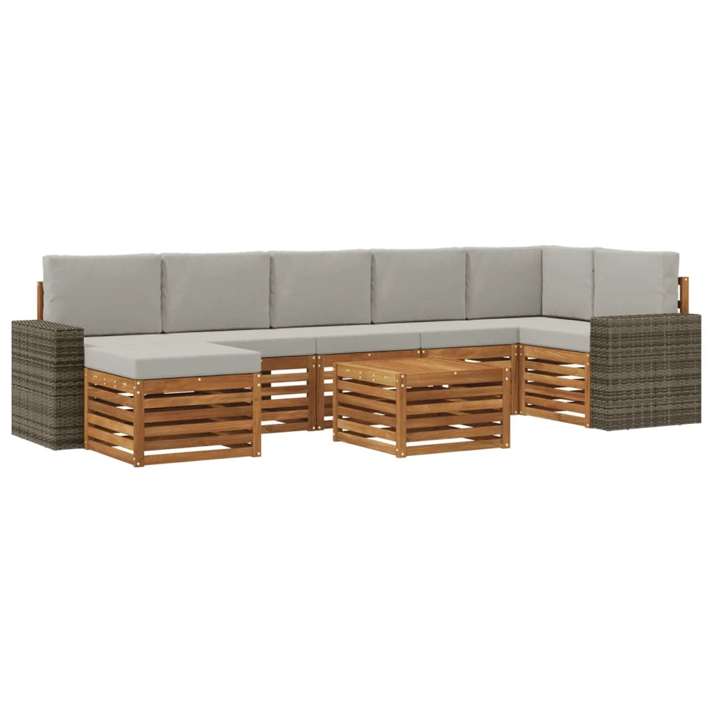 Set di divani da esterno 8 pcs Naturale e Grigio Chiaro